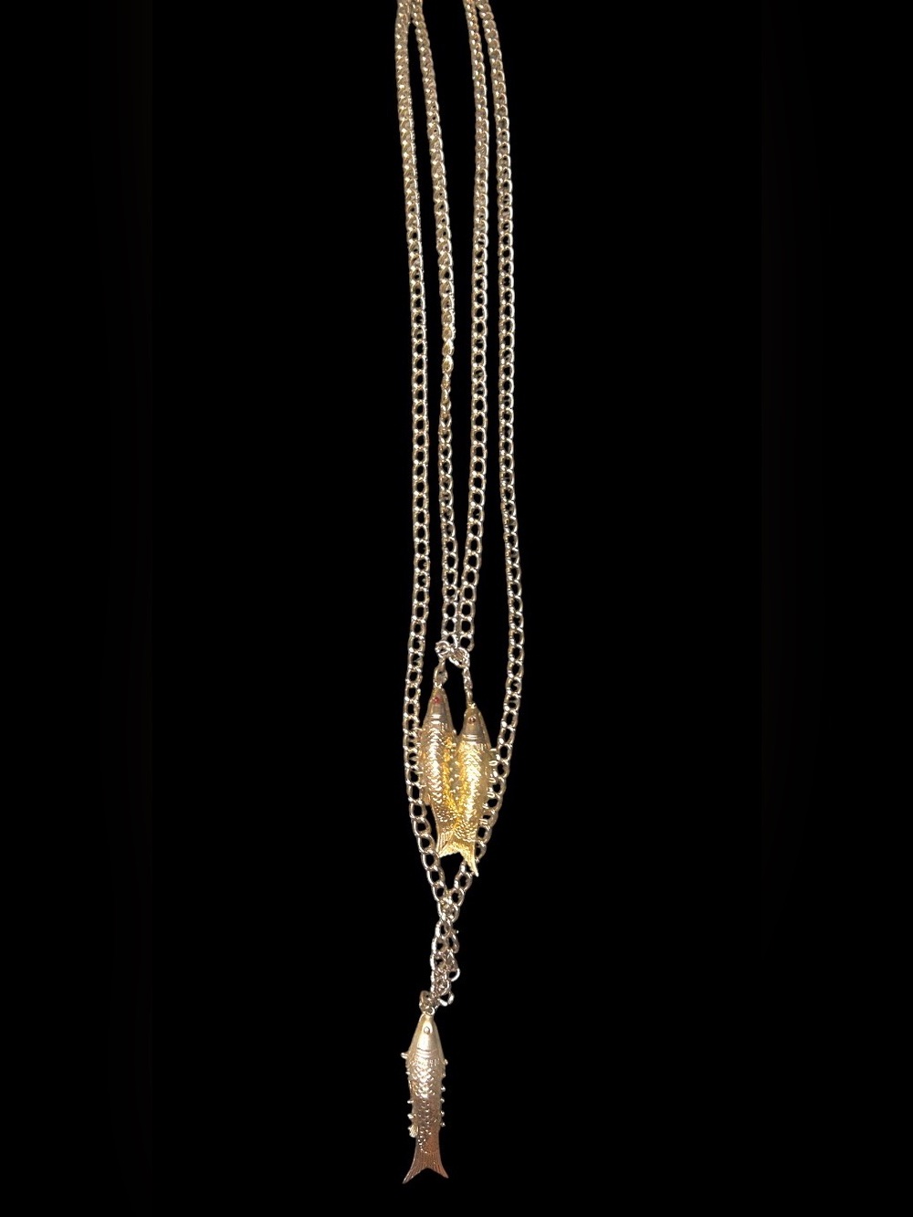 vintage Accessocraft N.Y.C. gold-tone articulated fish pendant necklace